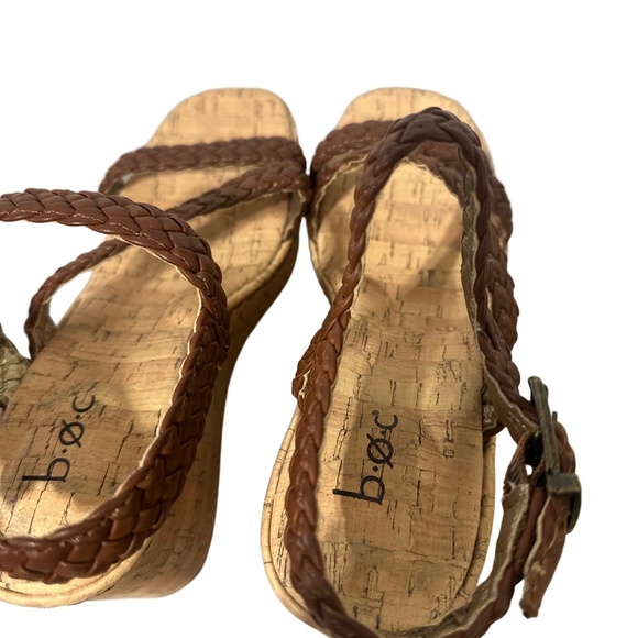 Born BOC Platform Wedge Sandal 7 Braided Straps Cork Boho Summer Neutral Brown